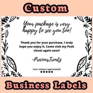 Custom Business Labels | 50 PCS | Custom Message & Business Name | Stickers
